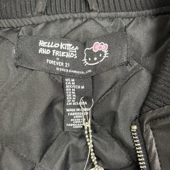Forever 21 x Hello Kitty & Friends Rhinestone Bomber Jacket Black Women’s M NWT - Picture 10 of 13
